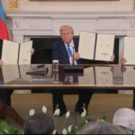 Birgə Bəyannaməni imzalayıb, İlham Əliyev, Donald Tramp, Nikol Paşinyan, Ermənistan, Azərbaycan, ABŞ