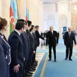Astanada rəsmi qarşılanma mərasimi, Qazaxıstan, Astana, İlham Əliyev
