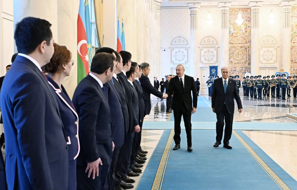Astanada rəsmi qarşılanma mərasimi, Qazaxıstan, Astana, İlham Əliyev