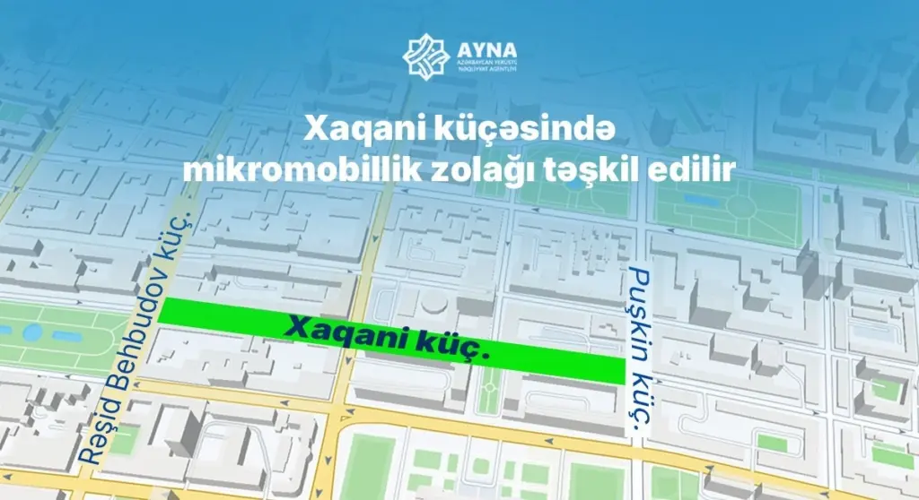 Xaqani küçəsində mikromobillik zolağı, Xaqani küçəsi, AYNA