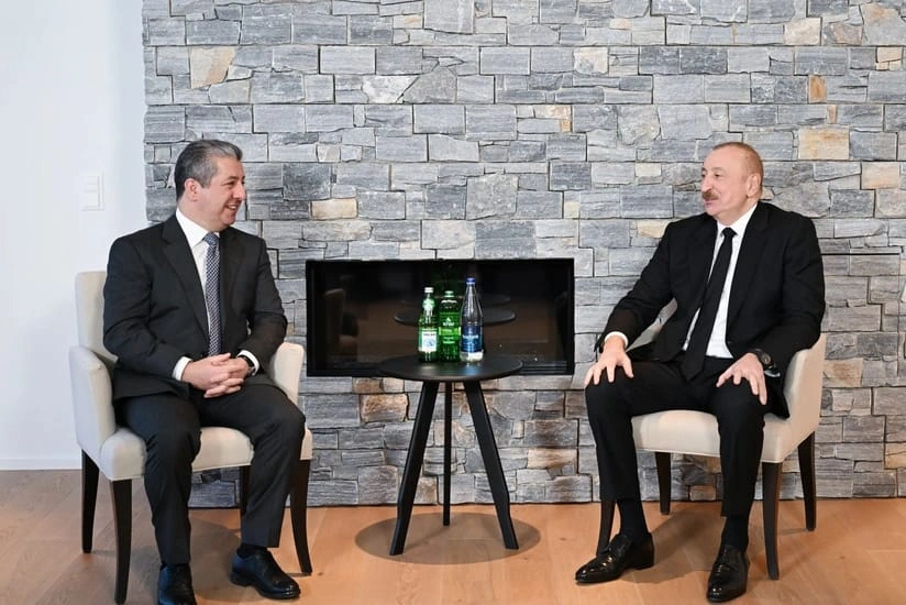 İraq Kürdüstan Regionunun Baş naziri, Məsrur Bərzani, İlham Əliyev, Davos