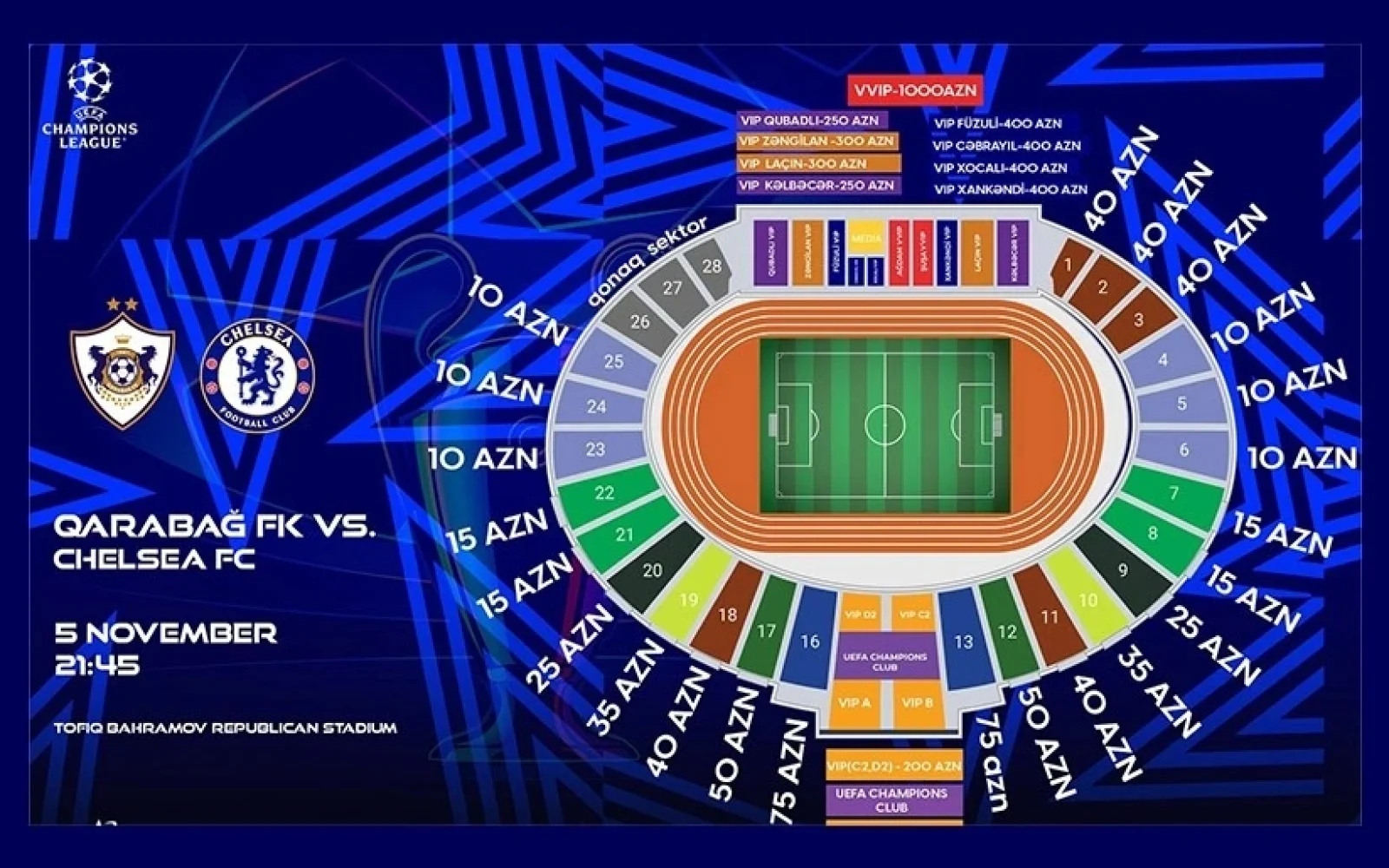 "Qarabağ" - "Çelsi" oyununun biletləri, "Qarabağ" - "Çelsi", UEFA Çempionlar Liqası