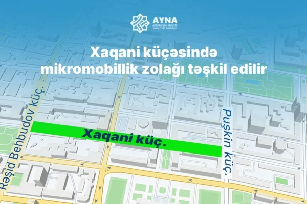 Xaqani küçəsində mikromobillik zolağı, Xaqani küçəsi, AYNA