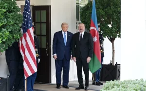 Trampla görüşündən fotolar, İlham Əliyev, Donald Tramp